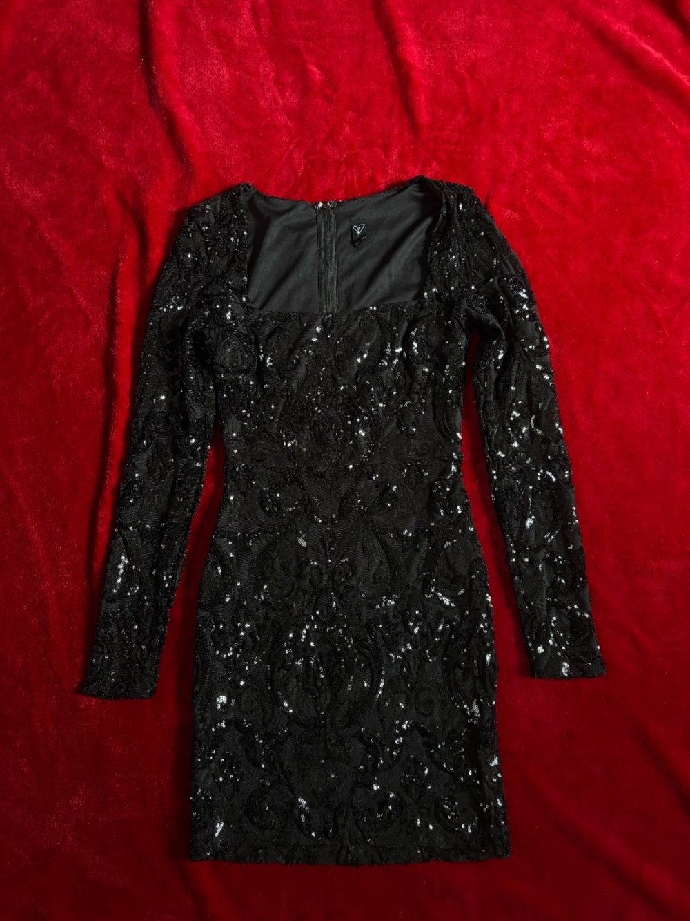 Windsor Black Sequin Long Sleeve Mini Dress